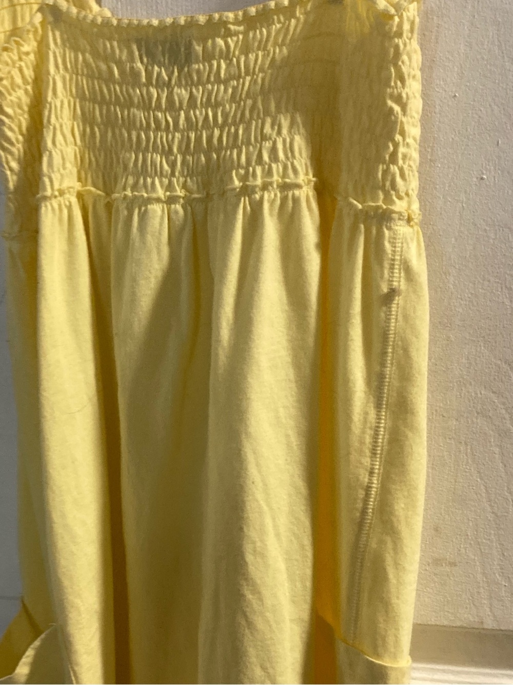 Girls' Yellow Smocked Casual Sundress with Spaghetti Straps